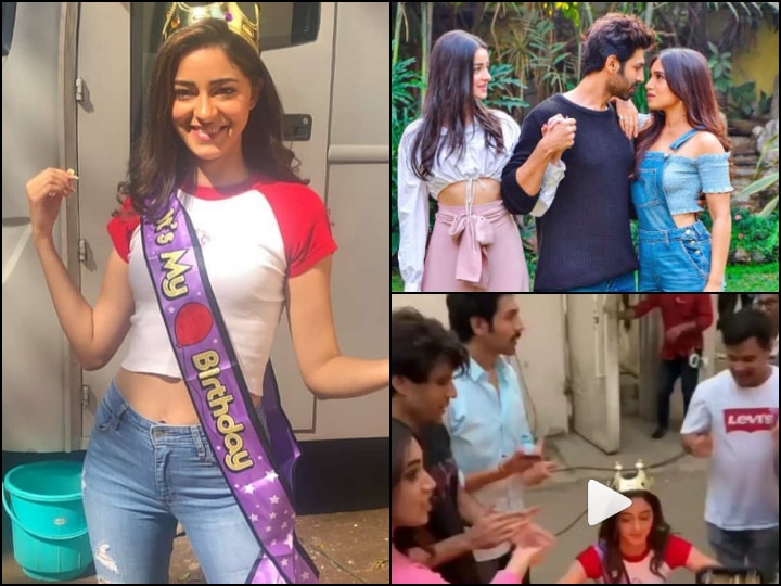 Ananya Panday Celebrates Her Birthday A Day Early On Sets Of Pati Patni Aur Woh, Kartik Aaryan Surprises Her With Cake Video WATCH: Ananya Panday Celebrates Her Birthday A Day Early On Sets Of 'Pati Patni Aur Woh' With Kartik & Bhumi