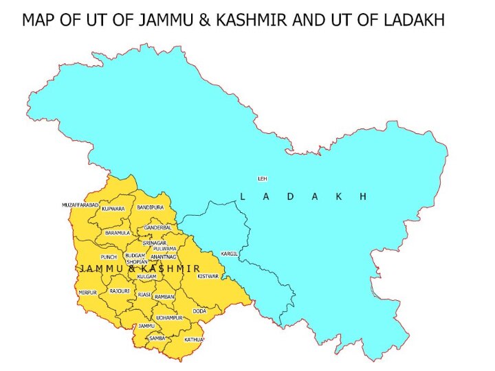 Govt Releases Maps Of Newly Created UTs Of Jammu Kashmir Ladakh   Jammu Kashmir 