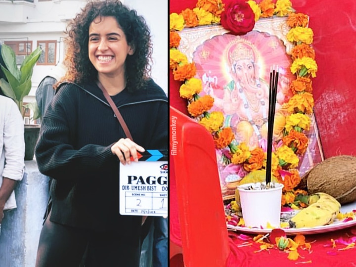 Sanya Malhotra begins filming for her next titled 'Pagglait' Sanya Malhotra Begins Filming Her Next! Shooting Begins With Ganesh Puja On Sets!