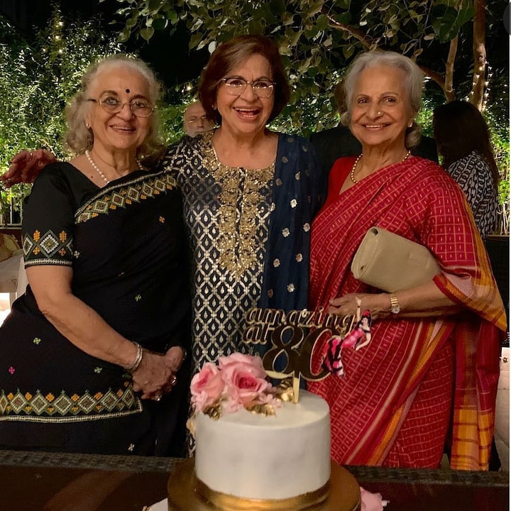 Here's an inside picture of Asha Parekh & Waheeda Rehman with Helen who is set to cut her birthday cake. (Photo: Instagram)