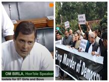 'Stop Murder Of Democracy': Rahul & Sonia Gandhi Lead Congress Protest In Parliament Over Maharashtra