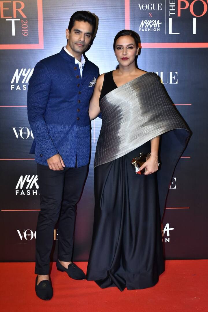 Neha Dhupia-Angad Bedi snapped together at 'Vogue X Nykaa: The Power List 2019'. (Photo: Manav Manglani)