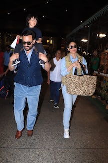 PICS: Taimur Ali Khan Enjoys Piggy Back Ride On Daddy Saif’s Shoulders As They Return Back To Mumbai With Kareena Kapoor