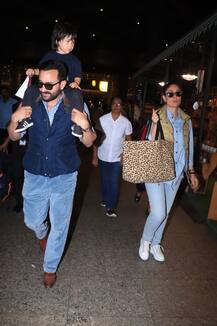 PICS: Taimur Ali Khan Enjoys Piggy Back Ride On Daddy Saif’s Shoulders As They Return Back To Mumbai With Kareena Kapoor