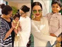 PICS: Sameera Reddy's NEWBORN Daughter & Son Meet Rekha, Actress Says- 'She Is Such A Legend'