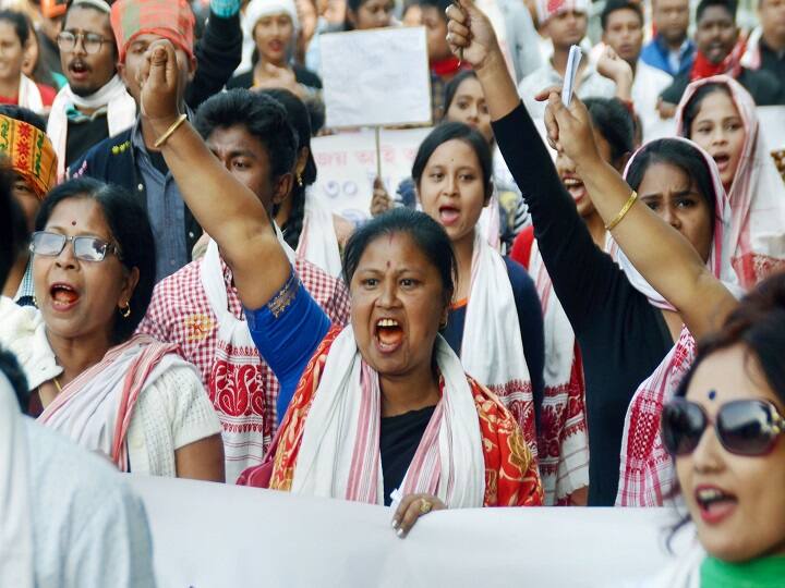 Women participate in a protest rally against the Citizenship Amendment Act (CAA) in Nagaon, Assam. (Image: PTI)