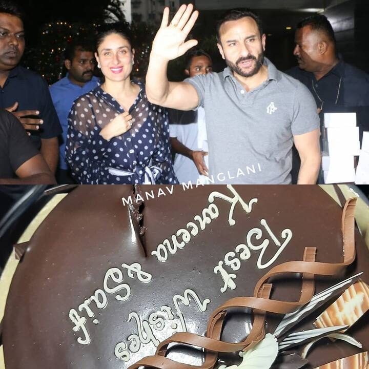 Saif and Kareena cut a birthday cake with the paparazzi, giving us some cute pictures. (PIC Credit- Manav Manglani)