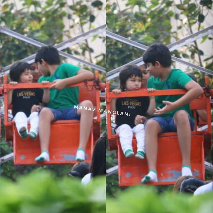 Here’s a photo of Taimur with Karisma Kapoor’s son Kiaan Raj Kapoor! (PIC Credit- Manav Manglani)