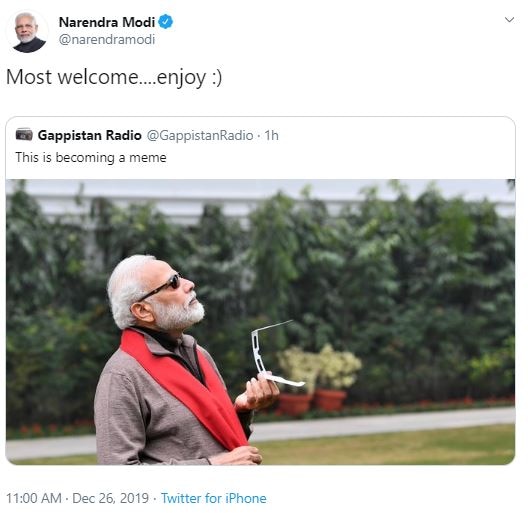 Enjoy,' PM Modi's Reply To Twitter User Who Said His Picture Is Becoming A Meme