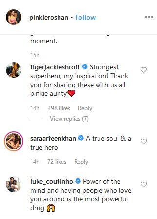 Tiger Shroff commented on the post: 