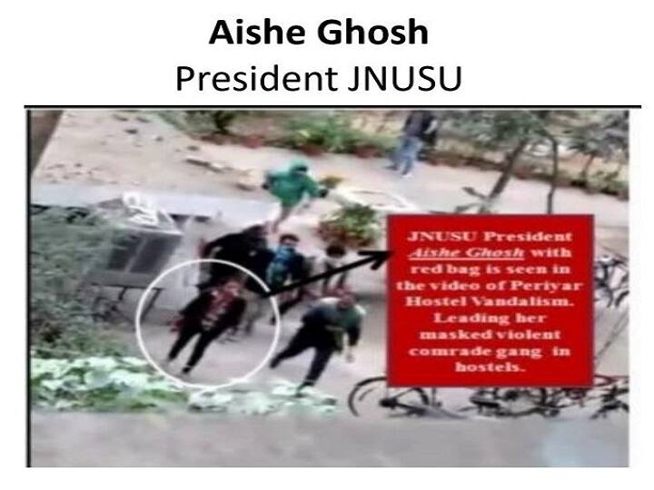 The Delhi Police on Friday released pictures of nine suspects in the JNU violence case and claimed JNUSU president Aishe Ghosh was one of them.