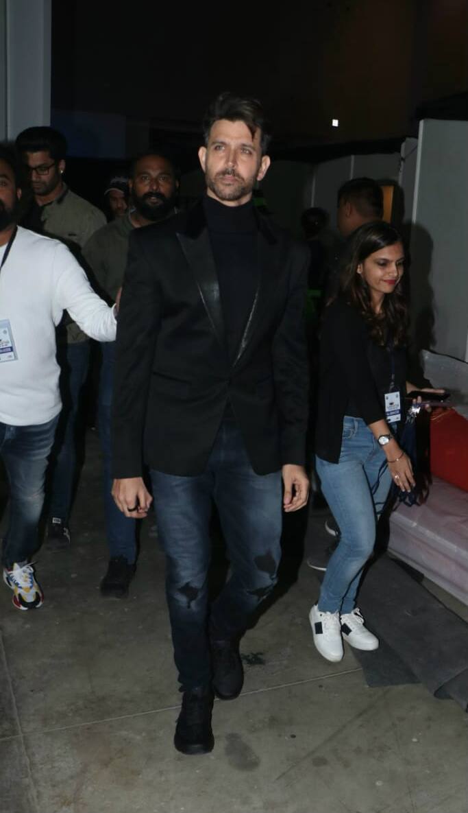 Hrithik Roshan opted for a black blazer which was teamed-up with  blue denims. (Photo: Manav Manglani)
