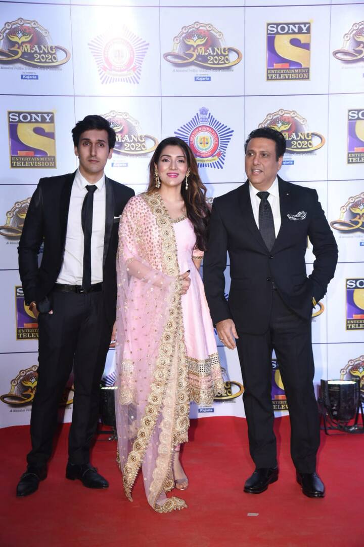 Govinda with daughter Tinha Ahuja and son Yashvardhan Ahuja at 'Umang 2020'.  (Photo: Manav Manglani)