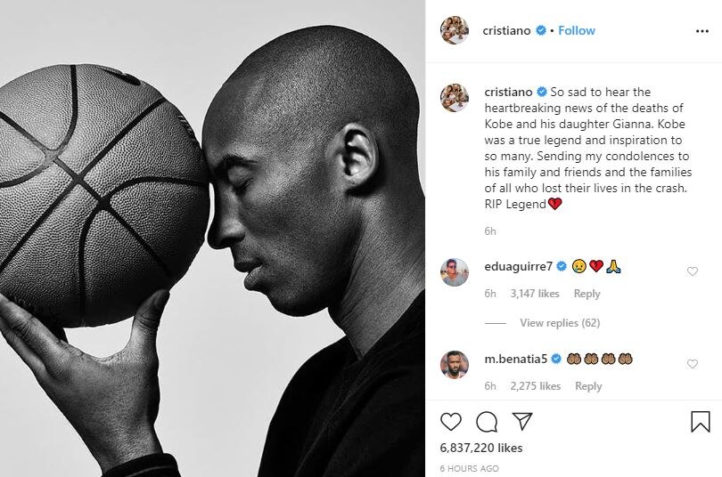 Global Sports Icons Pay Tribute To 'Legend' Kobe Bryant