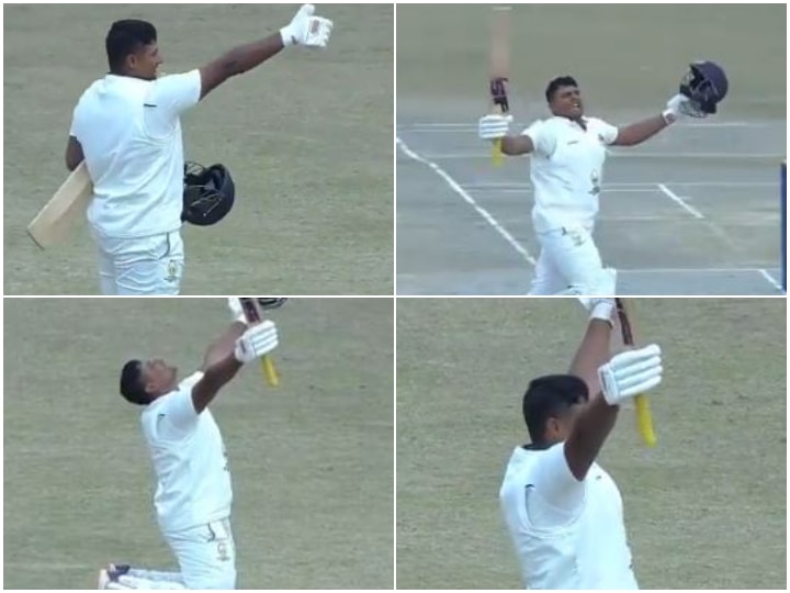 WATCH: Sarfaraz Khan's 'Roaring Celebration' After Scoring Double Ton In Ranji Trophy WATCH: Sarfaraz Khan's 'Roaring Celebration' After Scoring Double Ton In Ranji Trophy