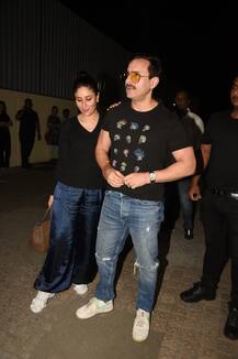 PICS: Kareena Kapoor & Saif Ali Khan TWIN In Black & Blue At 'Jawaani Jaaneman' Screening