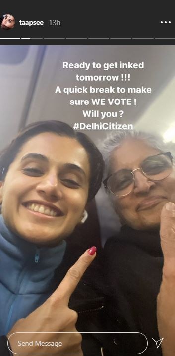 Delhi Elections 2020: Taapsee Pannu Casts Her Vote; Flashes Inked Finger With Family (PIC)