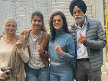 Delhi Elections 2020: Taapsee Pannu Casts Her Vote; Flashes Inked Finger With Family (PIC)