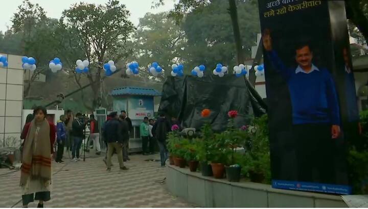 The counting of votes for the 70 seats of Delhi Assembly began at 8am in the national capital today (February 11). As per early trends, Arvind Kejriwal led Aam Aadmi Party (AAP) has managed to take early lead leaving Congress & BJP behind. (Photo Credit: ANI)