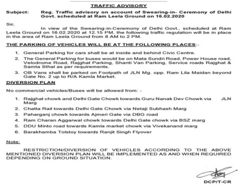 Traffic Restrictions In Place Ahead Of Kejriwal's Oath Ceremony