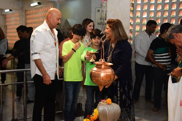 We spotted Rakesh Roshan and Pinkie Roshan with their grandchildren. 