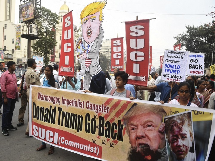 'Go Back Trump': Protests In Kolkata Against US President's India Visit; See Pictures