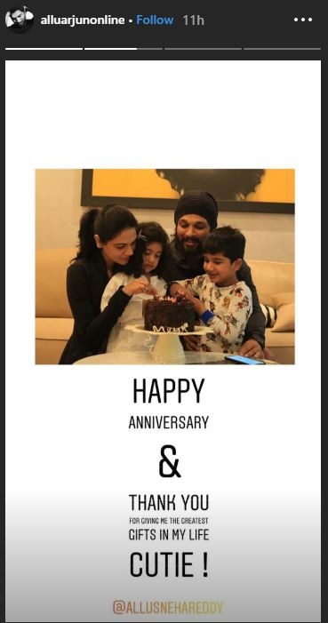 Allu Arjun Shares THROWBACK Wedding PIC To Wish Wife On Their Anniversary