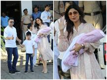 FIRST PICS: Shilpa Shetty Gets Snapped With Newborn Daughter; Whole Family Poses Together At Airport