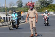 PHOTOS: Chennai Cop Dons Coronavirus Helmet To Spread Awareness Amid Lockdown