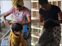 PICS: Shweta Tiwari Turns 'Barber', Gives Son Haircut Amid Coronavirus Lockdown