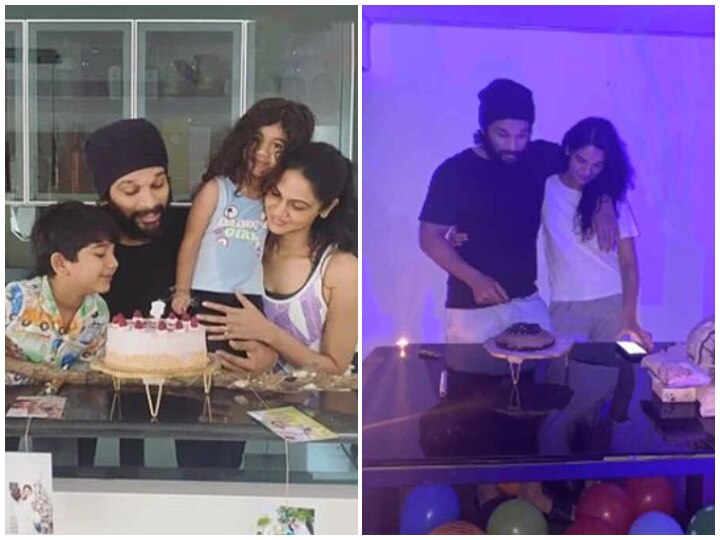Allu Arjun Cuts Cake As He Celebrates His Birthday With Wife & Kids Amid Coronavirus Lockdown (Pictures) Allu Arjun Cuts Cake As He Celebrates His Birthday With Wife & Kids Amid Coronavirus Lockdown (PICS)