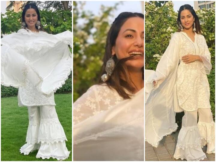 PHOTOS: TV Actress Hina Khan Looks STUNNINGLY GORGEOUS Posing In White Sharara! PHOTOS: TV Actress Hina Khan Looks STUNNINGLY GORGEOUS Posing In White Sharara!