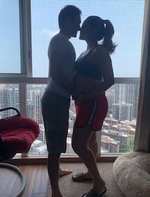 IN PICS: Kumkum Bhagya Actress Shikha Singh FLAUNTS Huge BABY BUMP While Posing With Hubby & Their Pet!