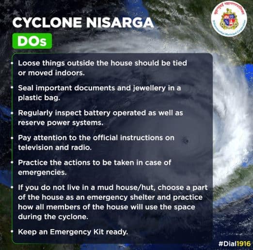 “Loose things outside the house should be tied or moved indoors. Seal important documents and jewellery in a plastic bag . Regularly inspect battery-operated as well as reserve power systems.” / Image Courtesy: BMC