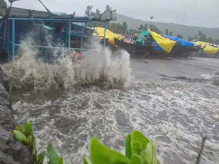 Sea water enters a locality at Dapoli during Cyclone Nisarga in Ratnagiri, Wednesday, June 3, 2020. The cyclonic storm Nisarga made landfall on the Maharashtra coast near Alibaugh at around 1 pm. (PTI Photo)