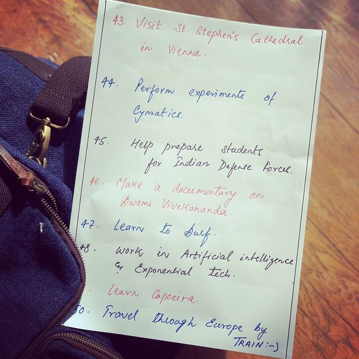 The ‘MS Dhoni: The Untold Story’ actor wished to ‘visit St.Stephen’s Cathedral in Vienna’, ‘perform experiments of Cymatics’ and ‘help prepare students for Indian Defence Forces’. He even wished to ‘make a documentary on Swami Vivekananda’. Rajput wanted to ‘travel through Europe by train’.