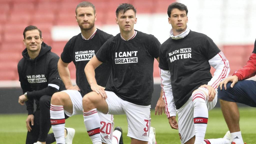 Soccer Players, Match Officials Kneel On One Knee To Support 'Black Lives Movement' As EPL Resumes After 100-day Hiatus