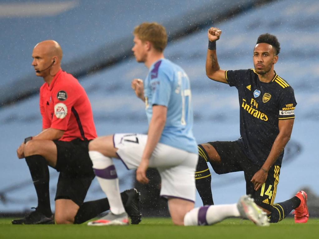 Soccer Players, Match Officials Kneel On One Knee To Support 'Black Lives Movement' As EPL Resumes After 100-day Hiatus