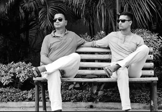 Vicky Kaushal posted a rather interesting photograph of himself with his father on Instagram. The shared monochrome picture saw the father-son duo posing the same.