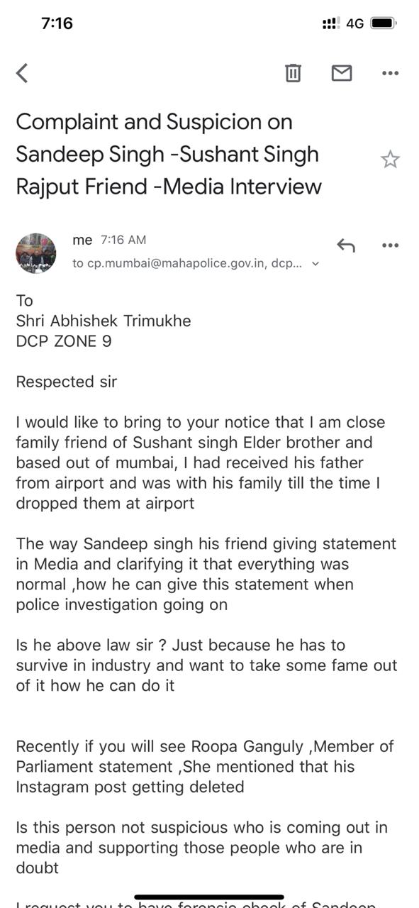 Police Complaint Against Sandip Singh By Late Sushant Singh Rajput's Family Friend For Tampering Evidence & Giving Clean-Chit To Bollywood!