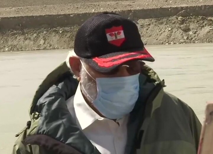 Earlier visuals of Prime Minister Narendra Modi's arrival in Ladakh, he was later briefed by senior officials in Nimmoo./ Image: ANI