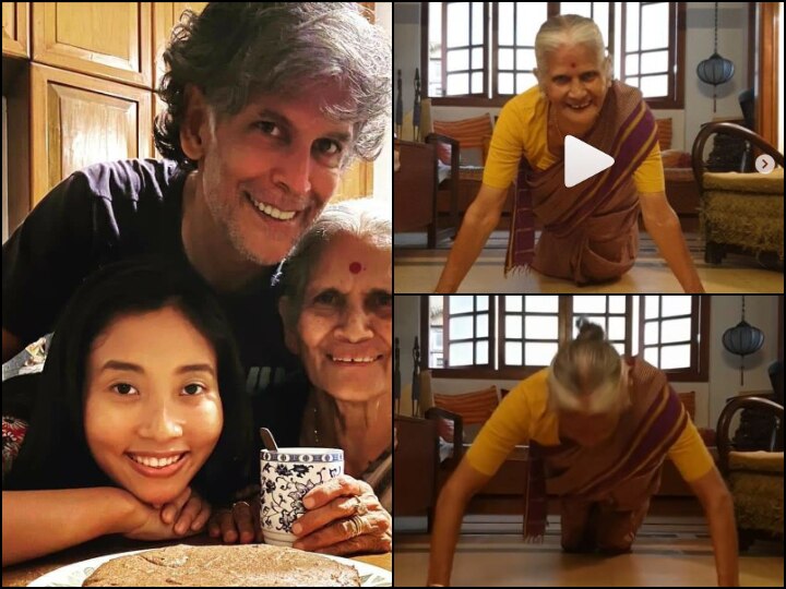 Milind Soman Mother Turns 81, Celebrates Birthday With Push Ups Wearing Saree Video WATCH: Milind Soman's Mother Turns 81, Celebrates Birthday With Push-Ups Wearing Saree