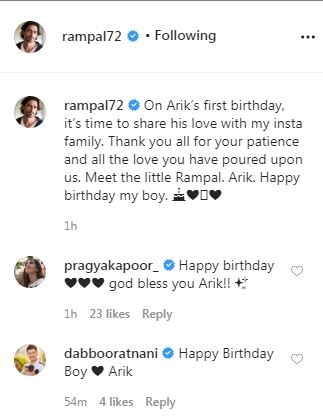 PICS: Arjun Rampal's Son Turns 1, Actor & GF Reveal Face Of Their Baby Boy On His First Birthday