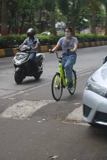 PICS: Sara Ali Khan Dons Mask As She Steps Out For A Cycle Ride Amid COVID-19 Crisis