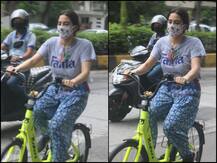 PICS: Sara Ali Khan Dons Mask As She Steps Out For A Cycle Ride Amid COVID-19 Crisis