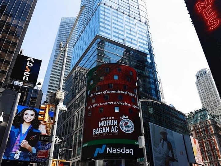 NASDAQ's Times Square displays Mohun Bagan logo as tribute to Kolkata Club Mohun Bagan Day 2020: NASDAQ's Times Square Displays The Iconic Club’s Logo As Tribute