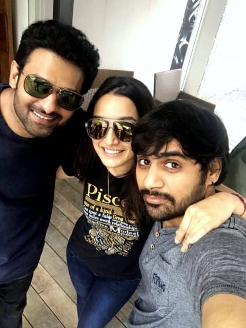 Sujeeth with Prabhas & Shraddha Kapoor while filming of Saaho