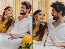 PICS: Rana Daggubati Looks Dapper In All White While Miheeka Bajaj Dons Boho Look For Haldi Ceremony