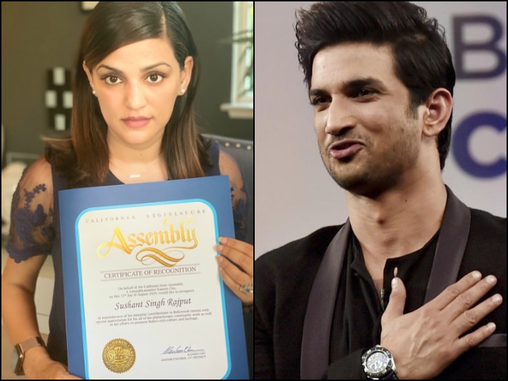 sushant singh rajput death case california recognises ssr contribution to the society sister shweta singh kirti shares post on instagram California Recognises Sushant Singh Rajput’s Overall Contribution To The Society; Sister Shweta Singh Kirti Shares Post