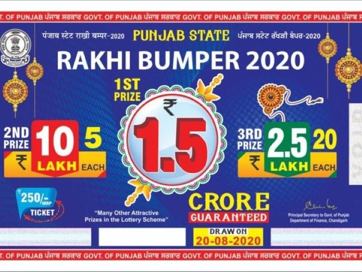 Punjab State Rakhi Bumper 2020 Lottery DECLARED! 1st Prize Is Whopping Rs 1.5 Crore,  Check List Here Punjab State Rakhi Bumper 2020 Lottery DECLARED! 1st Prize Is Whopping Rs 1.5 Crore; Check List Here